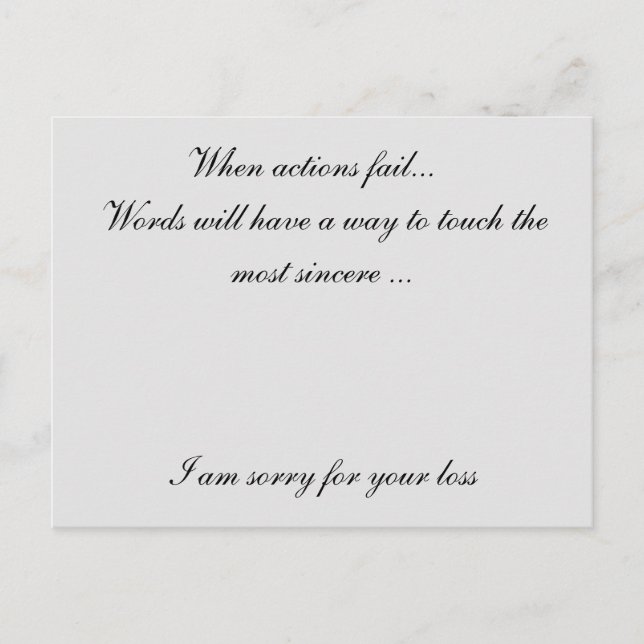 Carte Postale Désolé pour votre perte (Devant)