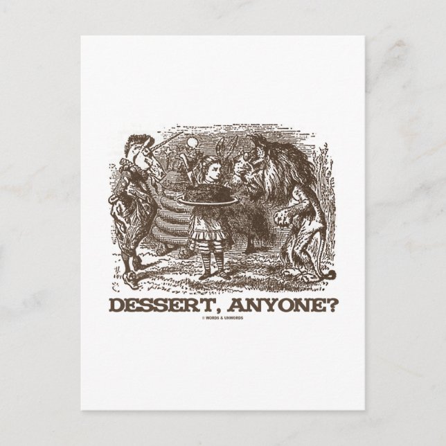 Carte Postale Dessert, quelqu'un? (Licorne Alice Lion Wonderland (Devant)