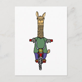 Carte Postale Dessin à vélo cool Llama équitation