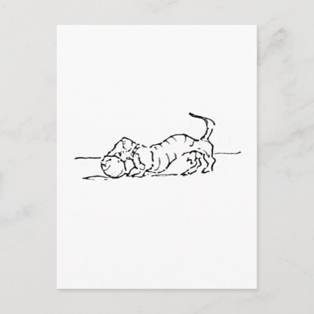 Carte Postale Dessin Amusant de Chien Saucisse (Devant)