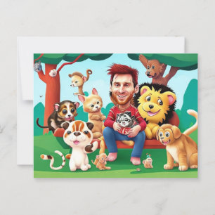 Carte Postale Dessin amusant image Messi animaux mignons
