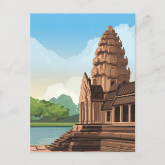 Carte Postale Dessin Angkor Vat Cambodge