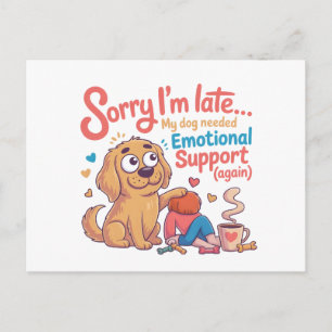 Carte Postale Dessin animé d'art de soutien émotionnel de chien