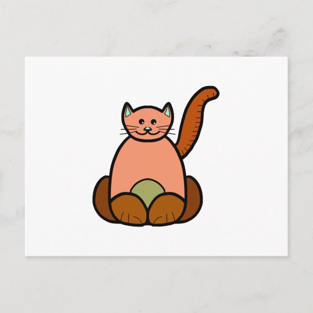 Carte Postale dessin animé de chat Brown (Devant)