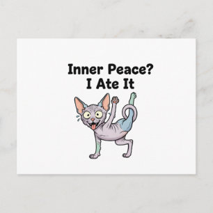 Carte Postale Dessin animé de chat Sphynx à la lavande drôle