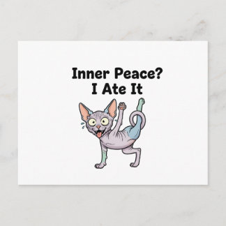 Carte Postale Dessin animé de chat Sphynx à la lavande drôle