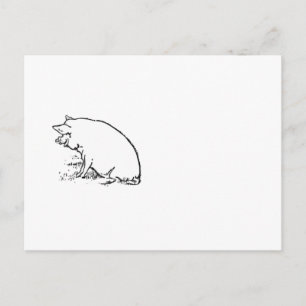 Carte Postale Dessin animé de cochon mignon et guilleret, esquis