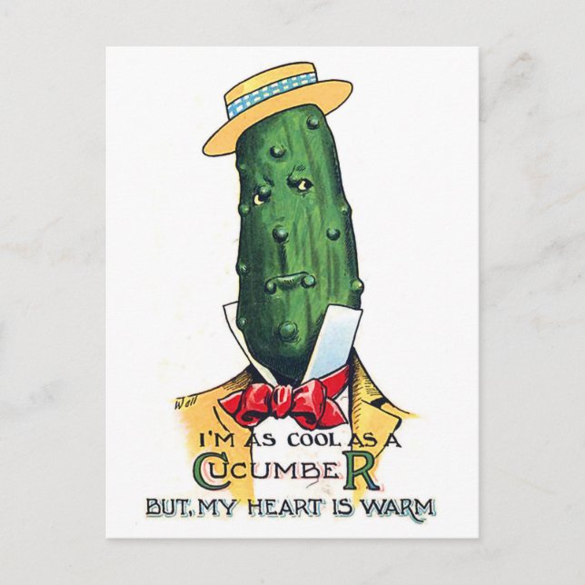Carte Postale Dessin animé de concombre avec message d'amour, dr (Devant)