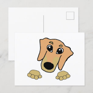 Carte Postale dessin animé de dachshund fawn et tan peeking