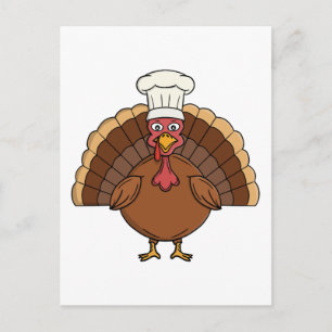 Carte Postale Dessin animé de dinde de chef pour Thanksgiving