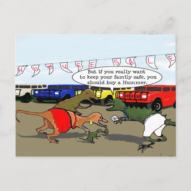 Carte Postale Dessin animé de dinosaure ne respectant pas l'envi (Devant)