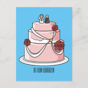 Carte Postale dessin animé de gâteau mariage