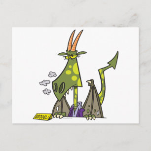 Carte Postale dessin animé de l'attitude de la dame du dragon