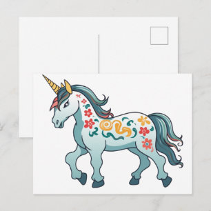 Carte Postale Dessin animé de licorne  dessin animé , licorne , 