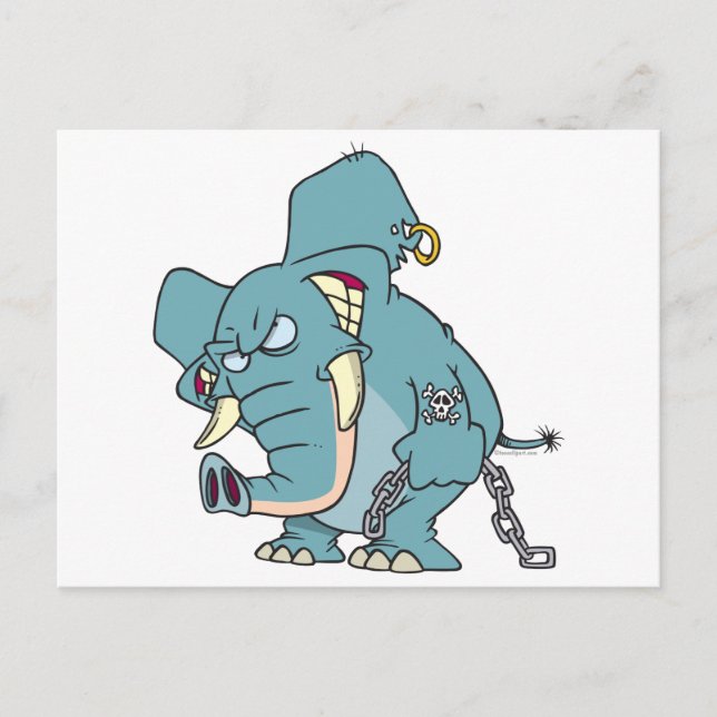 Carte Postale dessin animé d'éléphant de badass (Devant)