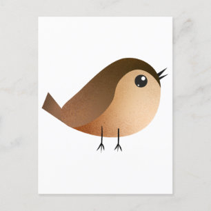 Carte Postale Dessin animé d'oiseau moineau