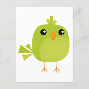 Carte Postale Dessin animé d'oiseau vert