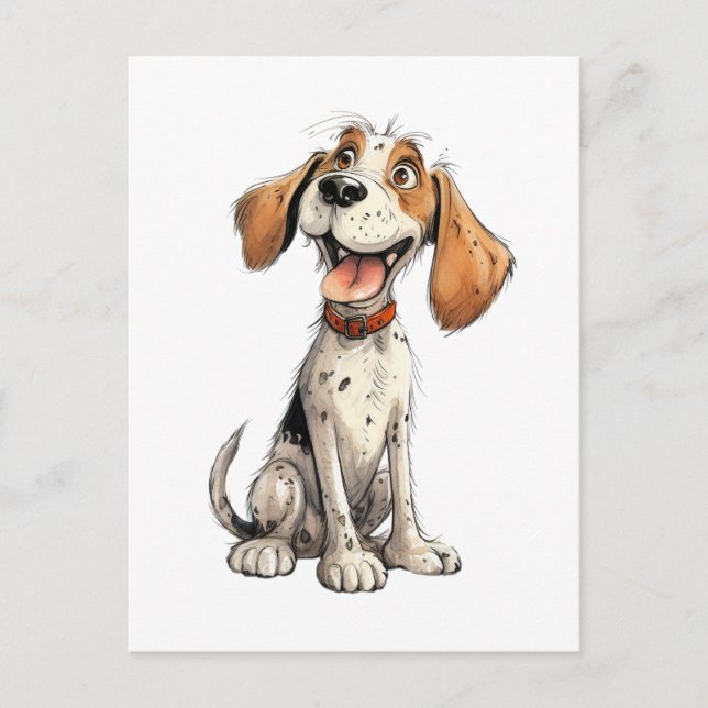 Carte Postale Dessin animé drôle de Beagle (Devant)
