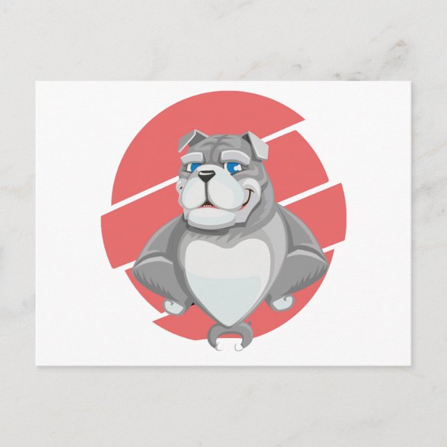 Carte Postale Dessin Animé Drôle de Bouledogue (Devant)