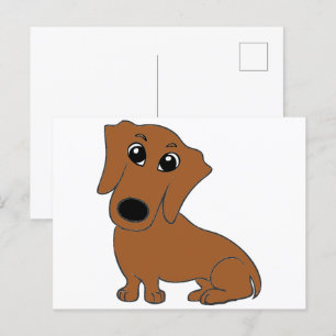 Carte Postale dessin animé rouge de dachshund