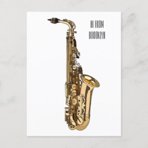 Carte Postale dessin animé saxophone