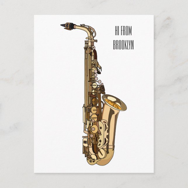 Carte Postale dessin animé saxophone (Devant)