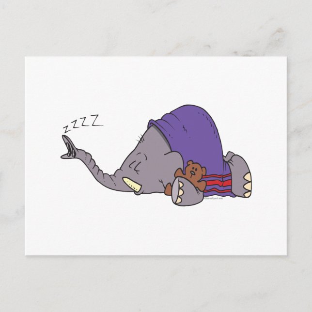 Carte Postale dessin animé sur l'éléphant endormi (Devant)