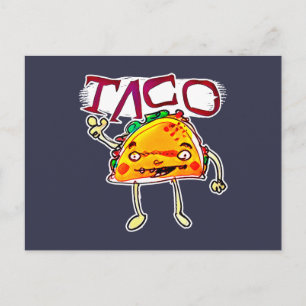 Carte Postale dessin animé taco man style drôle illustration