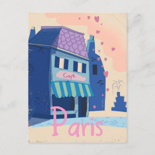 Carte Postale Dessin animé vintage de la rue de Paris