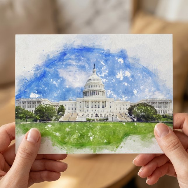 Carte Postale Dessin au pastel du Capitole des États-Unis (Pastel Drawing of the United States Capitol. Postcard)