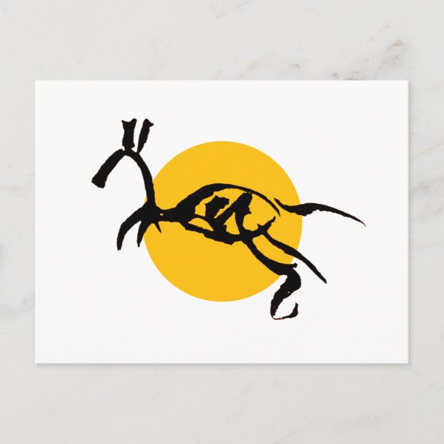 Carte Postale Dessin au pinceau de créature de cheval abstrait (Devant)