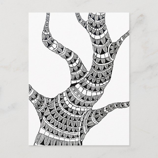 Carte Postale Dessin au stylo d'arbre courbe abstrait  (Devant)