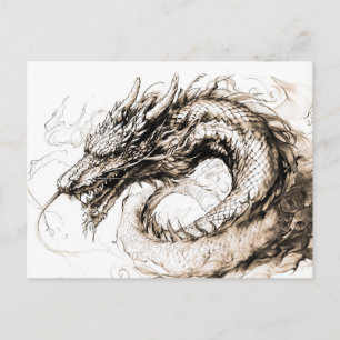 Carte Postale Dessin au stylo de la divinité viking serpent de M