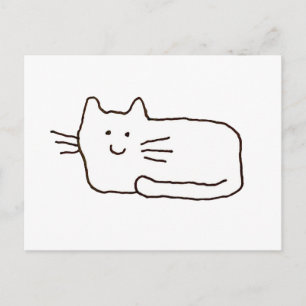 Carte Postale Dessin au trait de chat de dessin animé