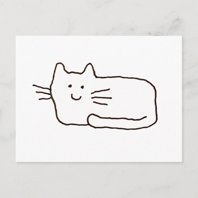 Carte Postale Dessin au trait de chat de dessin animé  (Devant)