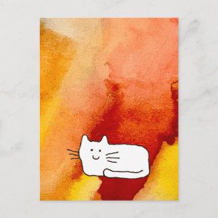 Carte Postale Dessin au trait de chat de dessin animé 