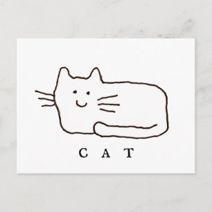 Carte Postale Dessin au trait de chat de dessin animé