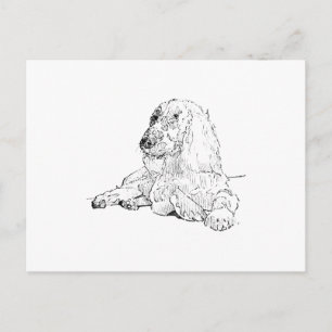 Carte Postale Dessin au trait de Cocker Spaniel Art Chien