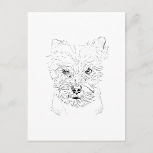 Carte Postale Dessin au trait minimaliste de Yorkshire Terrier