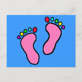 Carte Postale Dessin aux pieds colorés