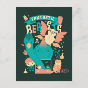 Carte Postale Dessin Bêtes Fantastiques Avec Newt Scamander