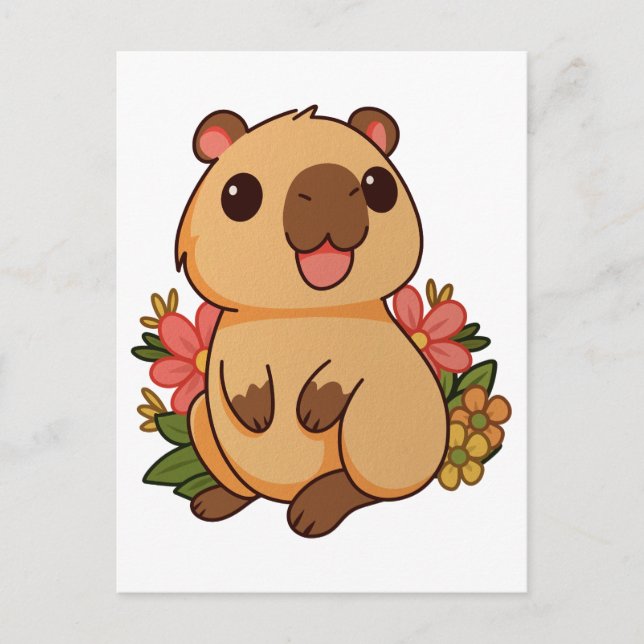 Carte Postale Dessin Capybara Carton mignon (Devant)