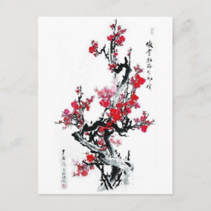 Carte Postale Dessin cerisier Japon