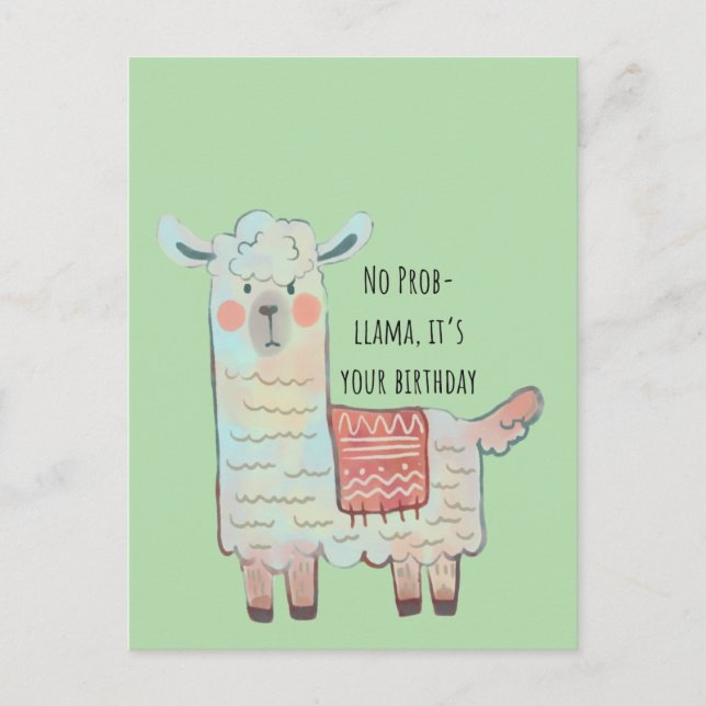 Carte Postale Dessin d'animal de lama mignon et d'alpaca  (Devant)