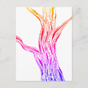 Carte Postale Dessin d'arbre couleur au stylo et encre d'art abs