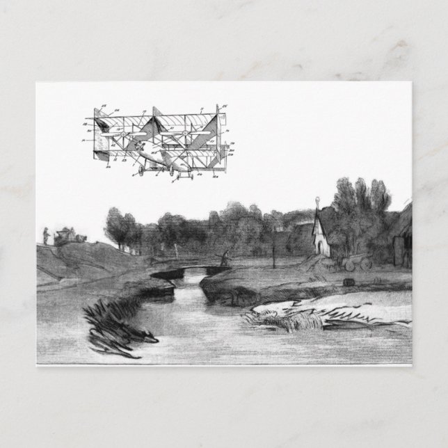 Carte Postale Dessin d'art de la machine de vol de l'avion vinta (Devant)