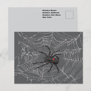 Carte Postale Dessin d'art de la veuve noire et de la toile d'ar