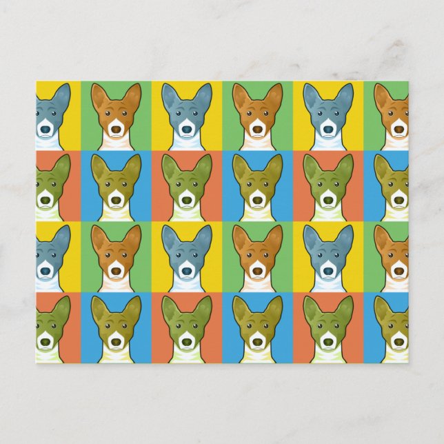 Carte Postale Dessin de Basenji Chien Pop-Art (Devant)