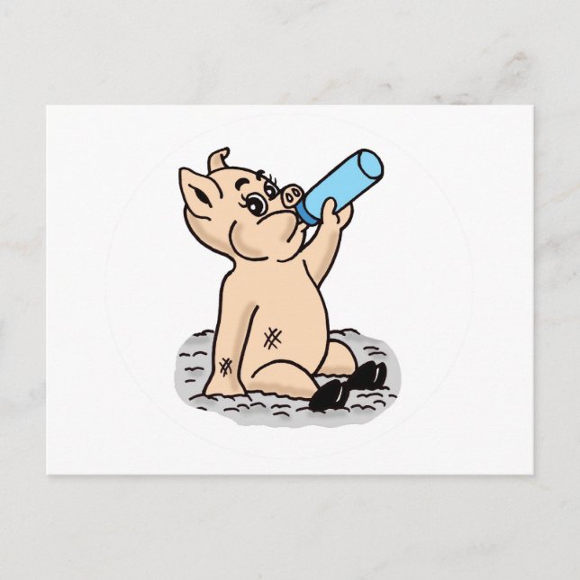 Carte Postale Dessin de bébé cochon (Devant)