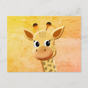 Carte Postale Dessin de bébé girafe mignon